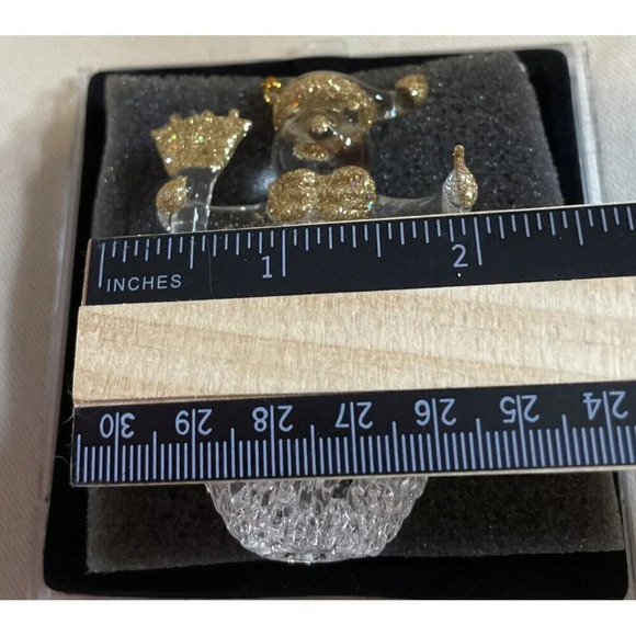 Hand Spun Glass Snowman Christmas Holiday‎ Glittery Gold Ornament NEW - Picture 3 of 4